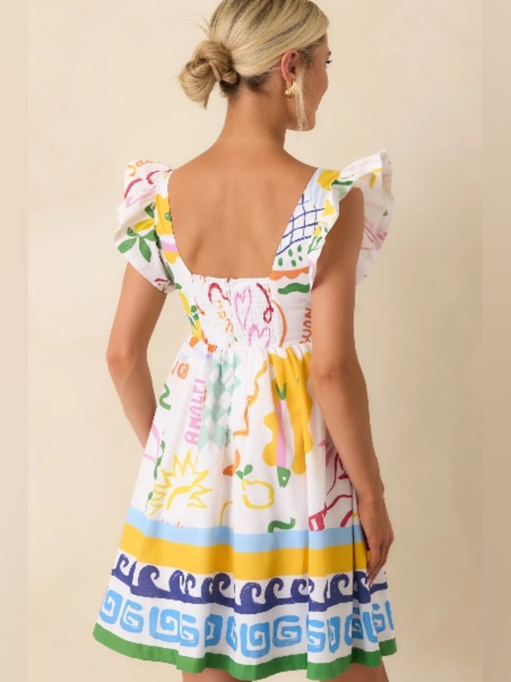 NWT PROSPERINA ALAINA MULTI PRINT LINEN BLEND MINI DRESS SZ XS - Picture 6 of 7